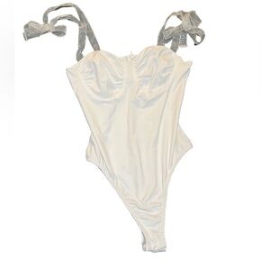Princess Polly white Bodysuit Ribbon Straps Size 8